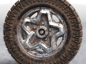3d dirty and clean hi poly offroad tires with rim model 3D Model