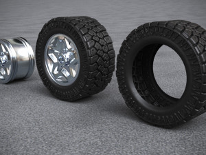 3d dirty and clean hi poly offroad tires with rim model 3D Model