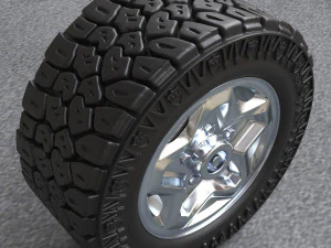 3d dirty and clean hi poly offroad tires with rim model 3D Model