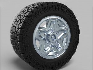 3d dirty and clean hi poly offroad tires with rim model 3D Model