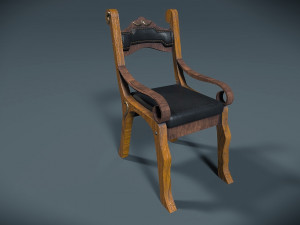 cheap looking wooden chair and table 3D Model