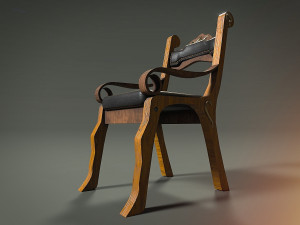 cheap looking wooden chair and table 3D Model