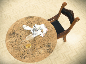 cheap looking wooden chair and table 3D Model