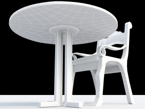 cheap looking wooden chair and table 3D Model
