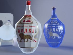 13 sided vodka bottle 3 versions 3D Модель