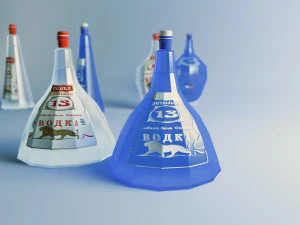 13 sided vodka bottle 3 versions 3D Model