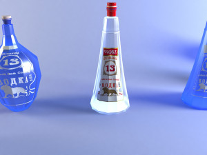 13 sided vodka bottle 3 versions 3D Модель