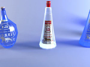 13 sided vodka bottle 3 versions 3D Model