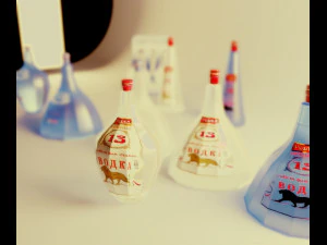 13 sided vodka bottle 3 versions 3D Model