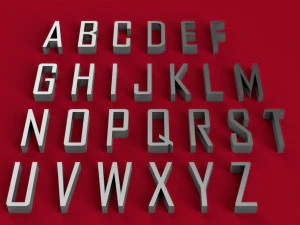 机构字体大写和小写3D字母stl文件 3D 打印模型