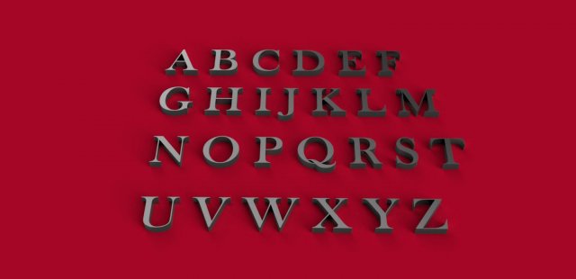 baskerville font uppercase and lowercase 3d letters stl file Model Cetak 3D .c4d .max .obj .3ds .fbx .stl .blend 
