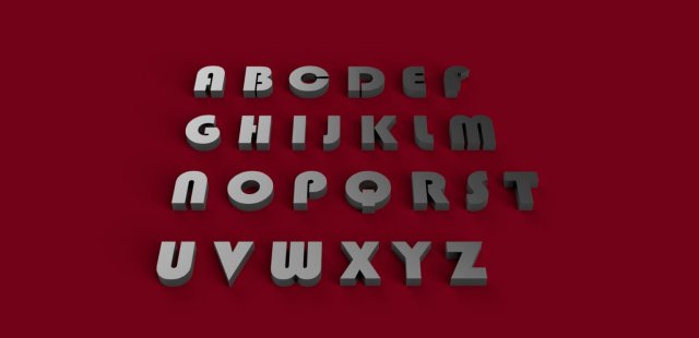 bauhaus font uppercase and lowercase 3d letters stl file 3D Print Model .c4d .max .obj .3ds .fbx .stl .blend 