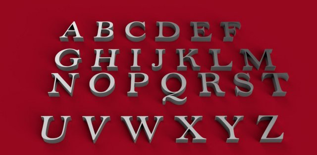 bell mt font uppercase and lowercase 3d letters stl file 3D 프린트 모델 .c4d .max .obj .3ds .fbx .stl .blend 