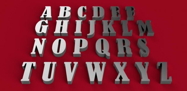 bernard font uppercase and lowercase 3d letters stl file 3D Print Model .c4d .max .obj .3ds .fbx .stl .blend 