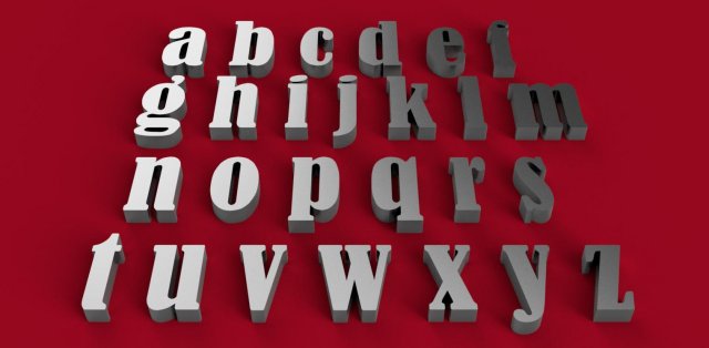 bernard font uppercase and lowercase 3d letters stl file 3D Print Model ...