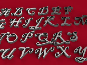 fuente blackadder archivo stl de letras 3d mayúsculas y minúsculas Modelo de impresión 3D