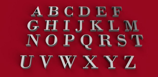 bodoni font uppercase and lowercase 3d letters stl file Model Cetak 3D .c4d .max .obj .3ds .fbx .stl .blend 
