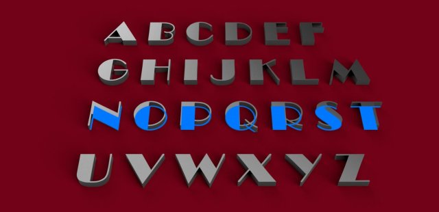 broadway font uppercase and lowercase 3d letters stl file 3D 프린트 모델 .c4d .max .obj .3ds .fbx .stl .blend 