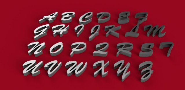 Brush script font uppercase and lowercase 3d letters stl file 3D Print Model .c4d .max .obj .3ds .fbx .stl .blend 