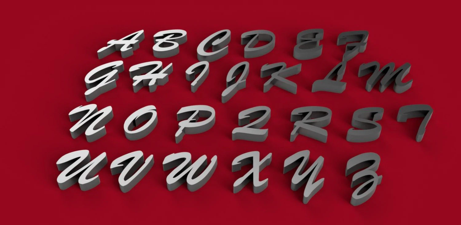 Brush script font uppercase and lowercase 3d letters stl file 3D Print Model .c4d .max .obj .3ds .fbx .stl .blend 