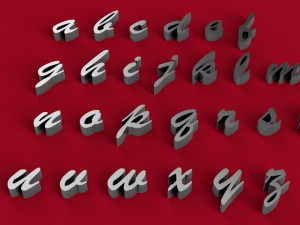 Brush script font uppercase and lowercase 3d letters stl file 3D Print Model