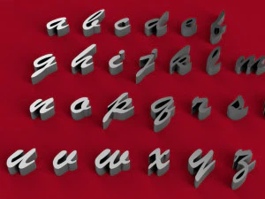 Brush script font uppercase and lowercase 3d letters stl file 3D Print Model