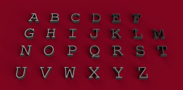 courier new font uppercase and lowercase 3d letters stl file 3D Baskı Modeli .c4d .max .obj .3ds .fbx .stl .blend 