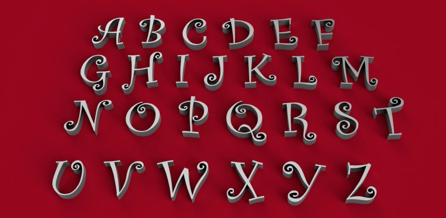curlz font uppercase and lowercase 3d letters stl file 3D Print Model .c4d .max .obj .3ds .fbx .stl .blend 