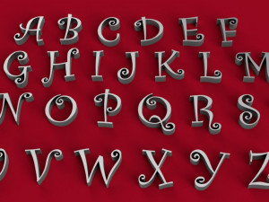 curlz font uppercase and lowercase 3d letters stl file 3D 프린트 모델