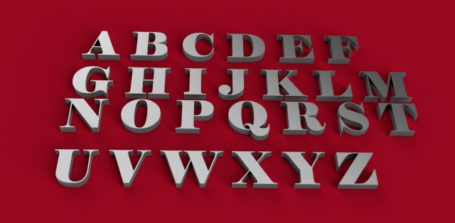 elephant font uppercase and lowercase 3d letters stl file 3Dプリントモデル .c4d .max .obj .3ds .fbx .stl .blend 