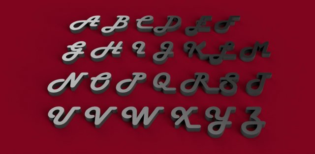 harlow font uppercase and lowercase 3d letters stl file 3D 打印模型 .c4d .max .obj .3ds .fbx .stl .blend 