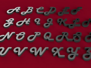 harlow font uppercase and lowercase 3d letters stl file 3D Baskı Modeli