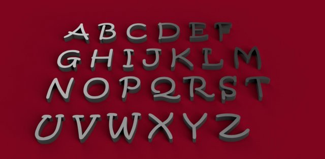 kristen font uppercase and lowercase 3d letters stl file 3D Print Model .c4d .max .obj .3ds .fbx .stl .blend 