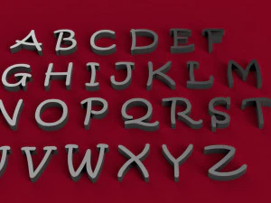 克里斯汀字体大写和小写 3D 字母 stl 文件 3D 打印模型