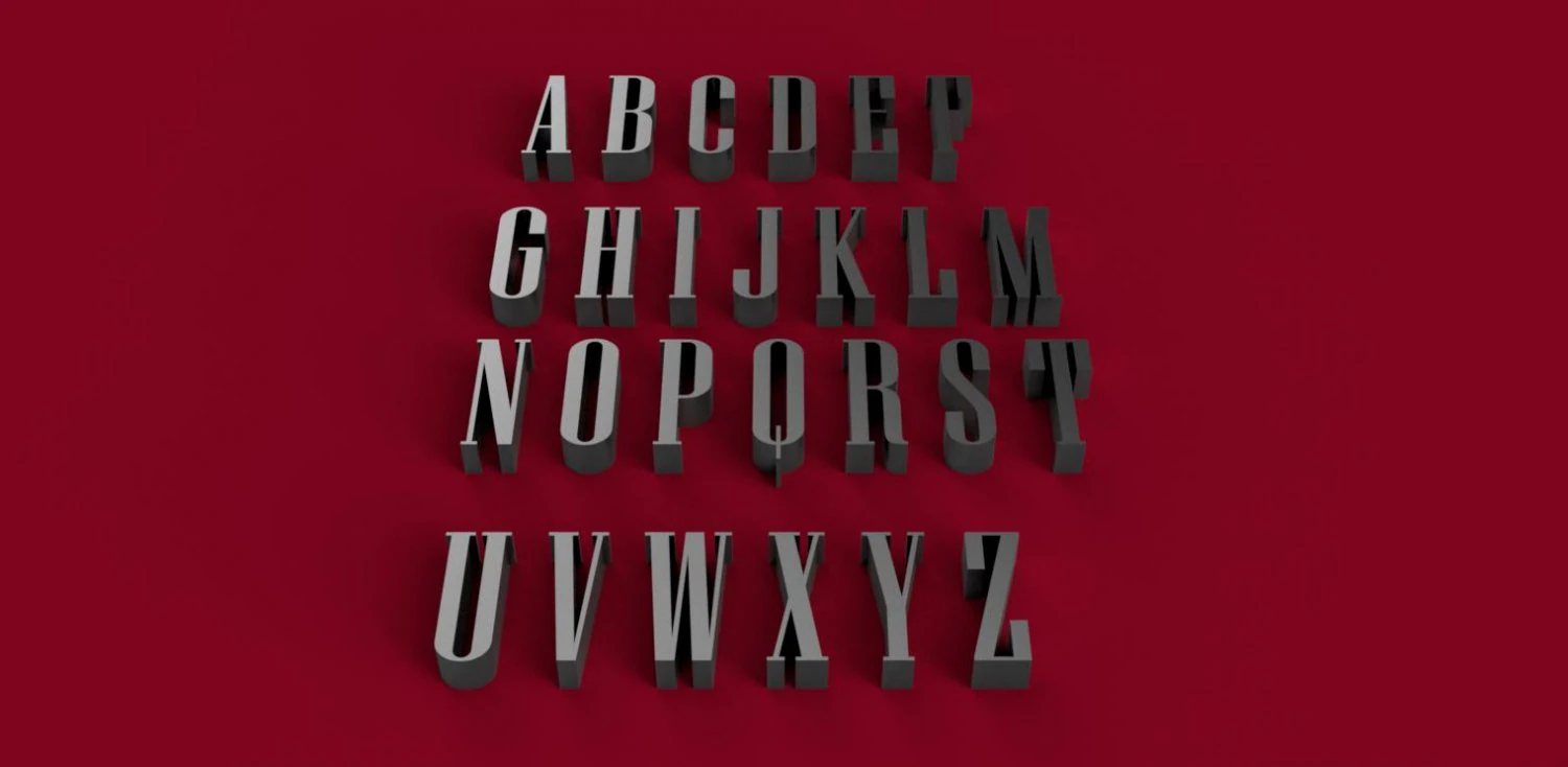 niagara font uppercase and lowercase 3d letters stl file 3D Print Model .c4d .max .obj .3ds .fbx .stl .blend 