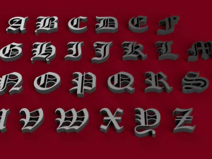 古英文字体大写和小写3D字母stl文件 3D 打印模型