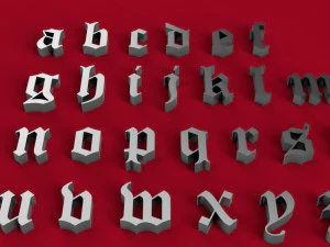 old english font uppercase and lowercase 3d letters stl file 3D Print Model