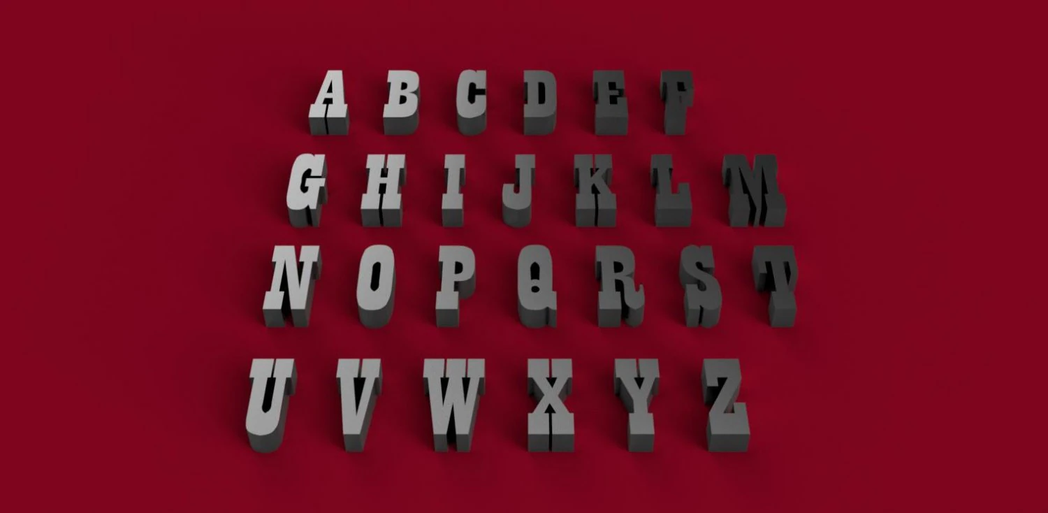 playbill font uppercase and lowercase 3d letters stl file 3D Print Model .c4d .max .obj .3ds .fbx .stl .blend 