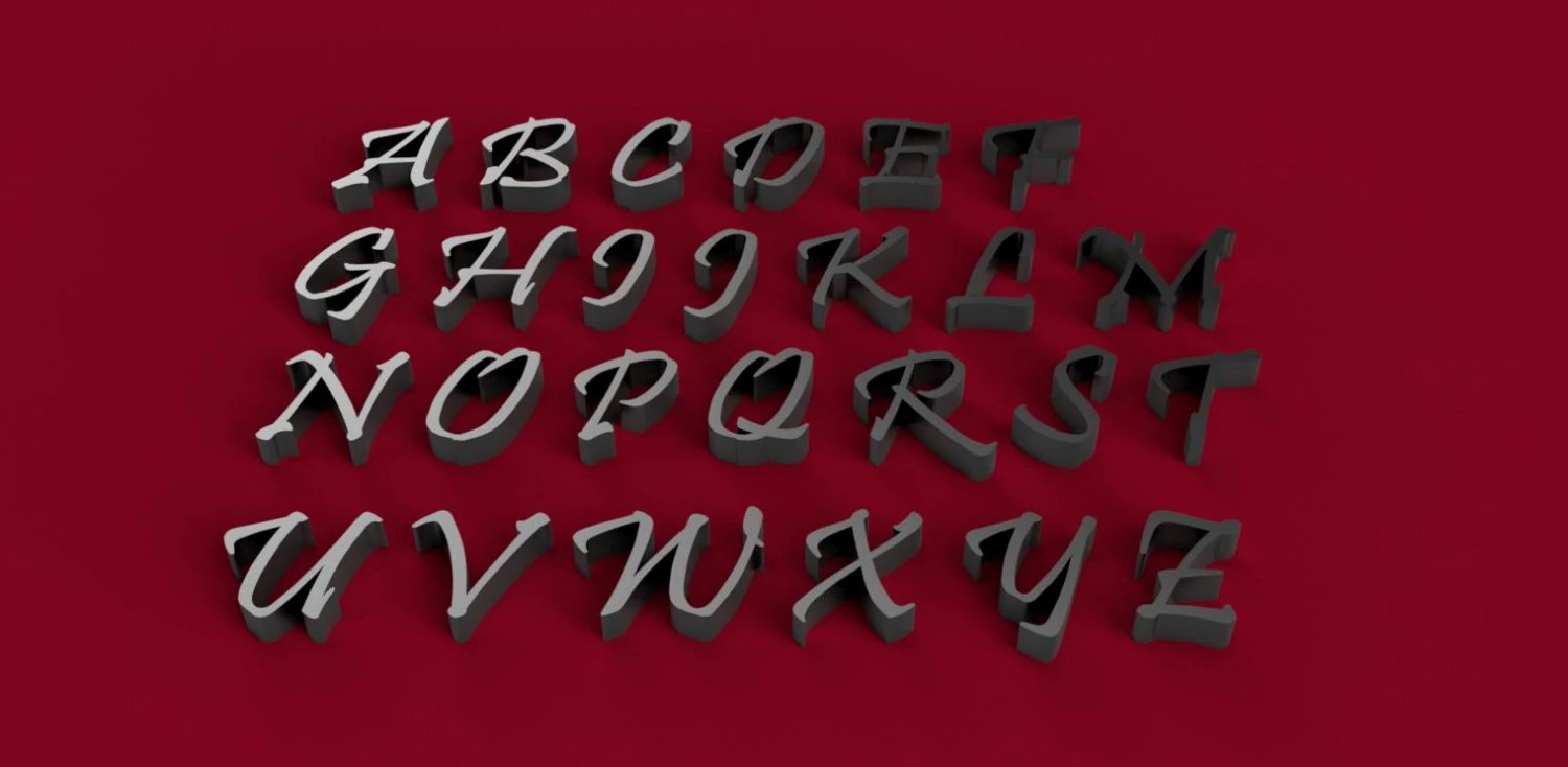 pristina font uppercase and lowercase 3d letters stl file 3D Print Model .c4d .max .obj .3ds .fbx .stl .blend 