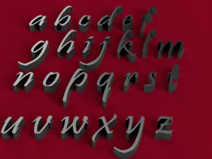 pristina font uppercase and lowercase 3d letters stl file 3D Print Model