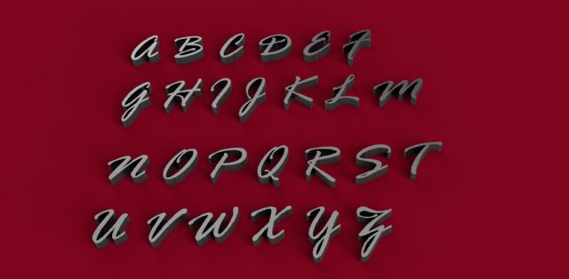 rage italic font uppercase and lowercase 3d letters stl file 3D Print Model .c4d .max .obj .3ds .fbx .stl .blend 