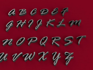 rage italic font uppercase and lowercase 3d letters stl file 3D Print Model