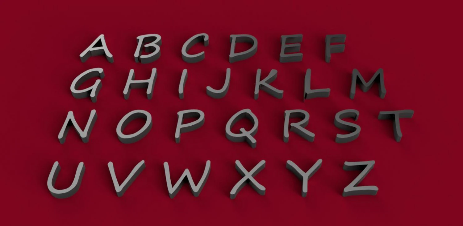 segoe print font uppercase and lowercase 3d letters stl file 3D Print Model .c4d .max .obj .3ds .fbx .stl .blend