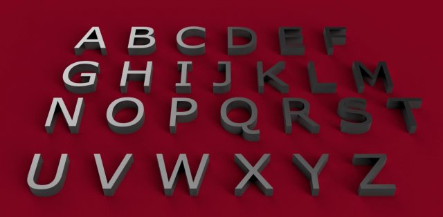verdana font uppercase and lowercase 3d letters stl file 3D Print Model .c4d .max .obj .3ds .fbx .stl .blend 