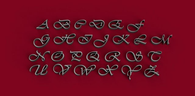 vivaldi font uppercase and lowercase 3d letters stl file Modelo de impresión 3D .c4d .max .obj .3ds .fbx .stl .blend 