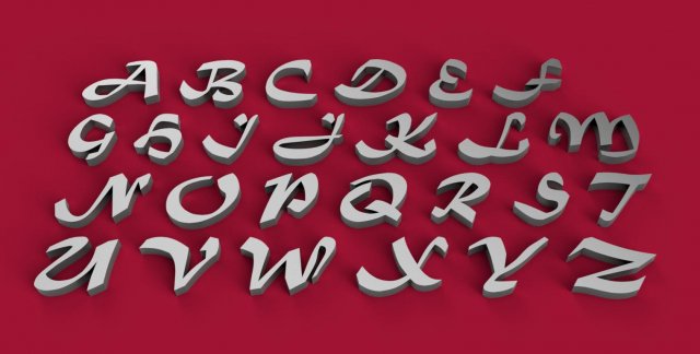 matura font uppercase and lowercase 3d letters stl file 3D Print Model .c4d .max .obj .3ds .fbx .stl .blend 
