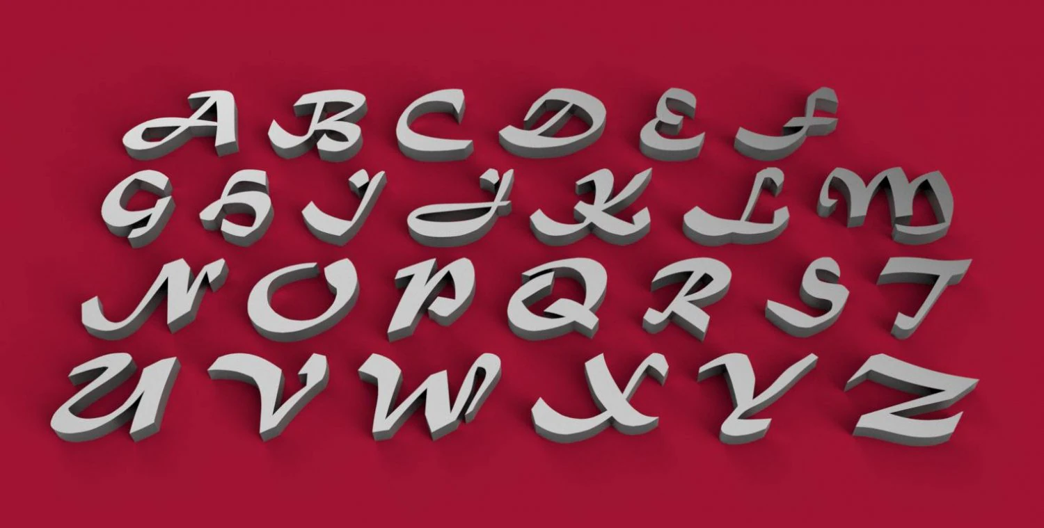 matura font uppercase and lowercase 3d letters stl file 3D Print Model .c4d .max .obj .3ds .fbx .stl .blend