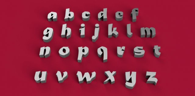 matura font uppercase and lowercase 3d letters stl file 3D Print Model ...
