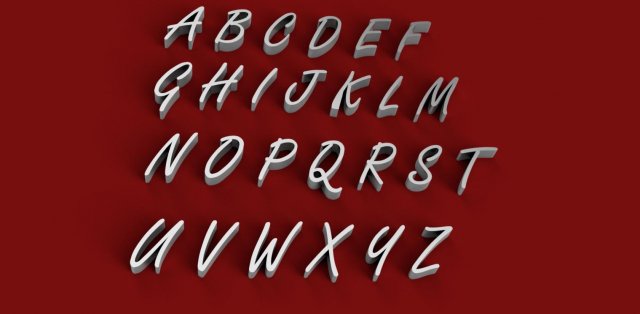freestyle font uppercase and lowercase 3d letters stl file 3D Print Model .c4d .max .obj .3ds .fbx .stl .blend 