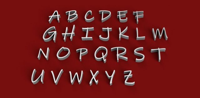 inkfree font uppercase and lowercase 3d letters stl file 3D Print Model .c4d .max .obj .3ds .fbx .stl .blend 
